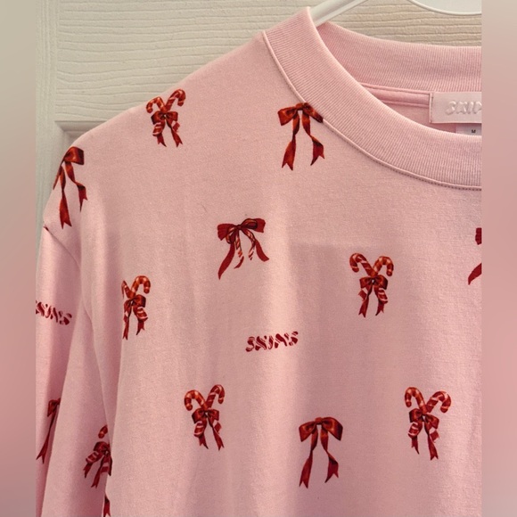 SKIMS Candy Bow Boyfriend Long Sleeve and Pant Set-Cherry Blossom size Medium - Picture 5 of 14